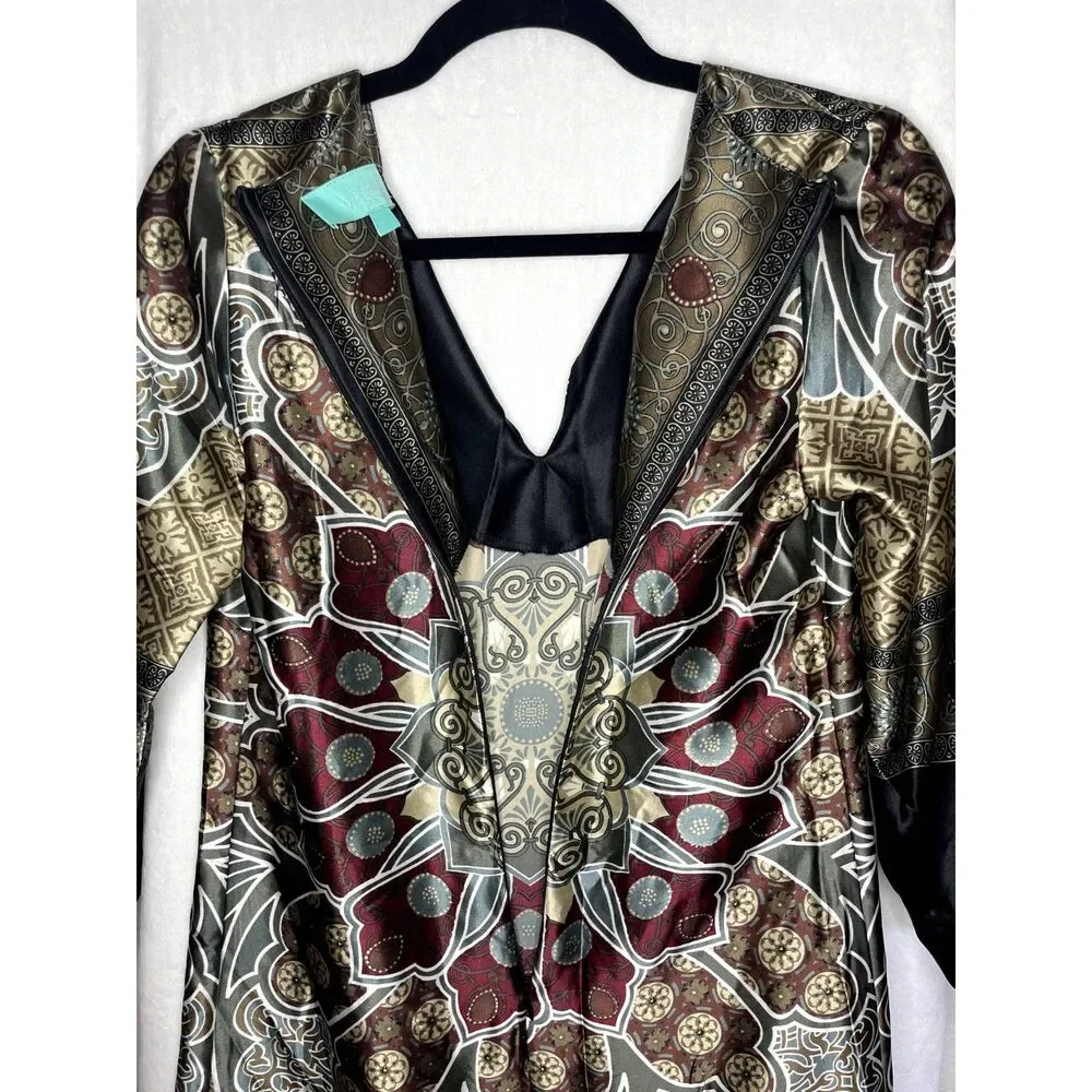 3/4 Sleeve Silk Print Shift Dress Multicolor Size S - Picture 4 of 4